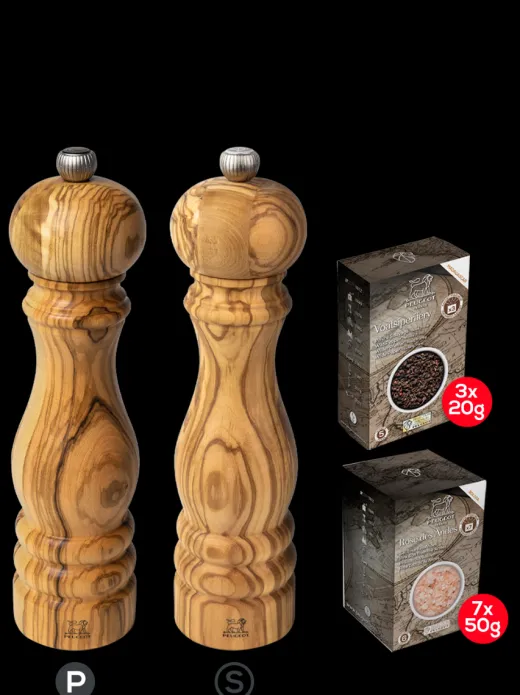 Peugeot Saveurs Paris Olive Wood 22cm Bundle^ Mühlensets|Salzmühlen